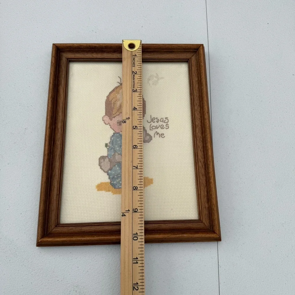 Precious Moments Jesus Loves Me Cross Stitch Finished And Framed‎ 8x10